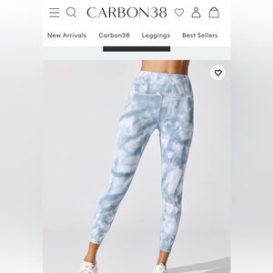 Carbon38 Blue Tie-Dye Ribbed Leggings